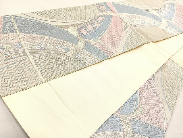 平和屋着物◎六通柄袋帯 唐織 しよう美 プラチナ箔 正絹 逸品 BAAL4386cm