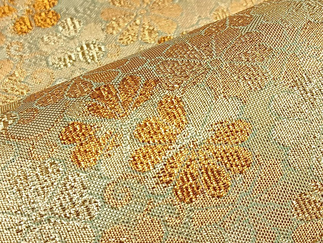 平和屋着物●六通柄袋帯 道長露芝文 金銀糸 正絹 逸品 BAAL9965ea