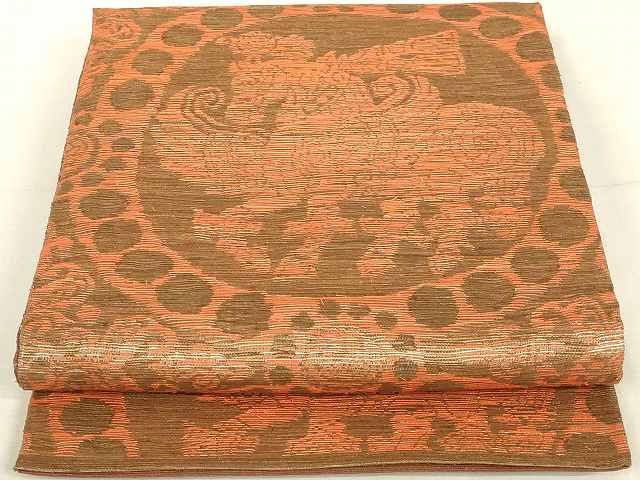 平和屋着物◎六通柄袋帯 鳥獣文 金糸 正絹 逸品 AAAM4185sg