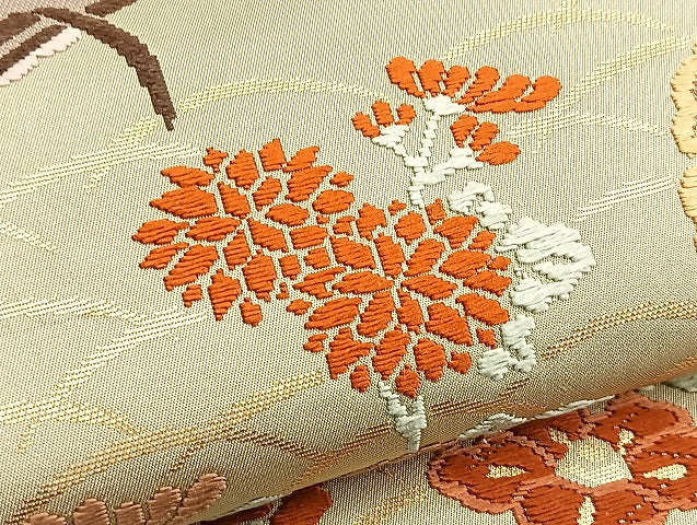 平和屋着物●六通柄袋帯 唐織 雪輪花文 金糸 正絹 逸品 BAAJ2488ab