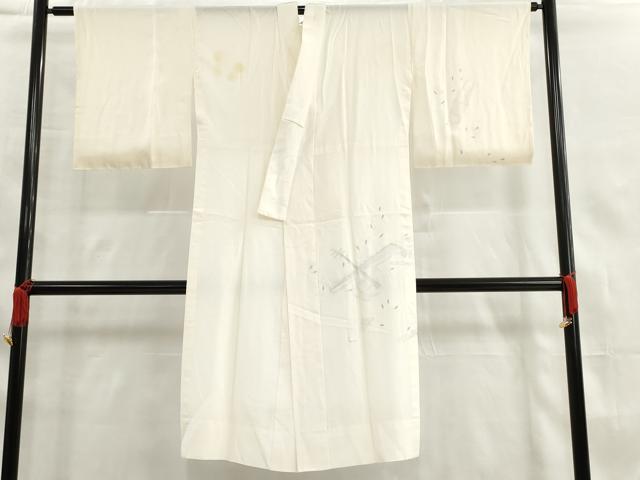 平和屋着物■長襦袢 無双仕立て 手描き 楽器文 銀彩 正絹 逸品 AAAN6119cs