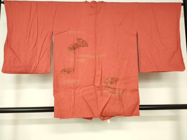 平和屋着物■中国三大刺繍 スワトウ刺繍 汕頭刺繍 道行コート 舞扇草花文 金彩 正絹 逸品 DAAK9010cm