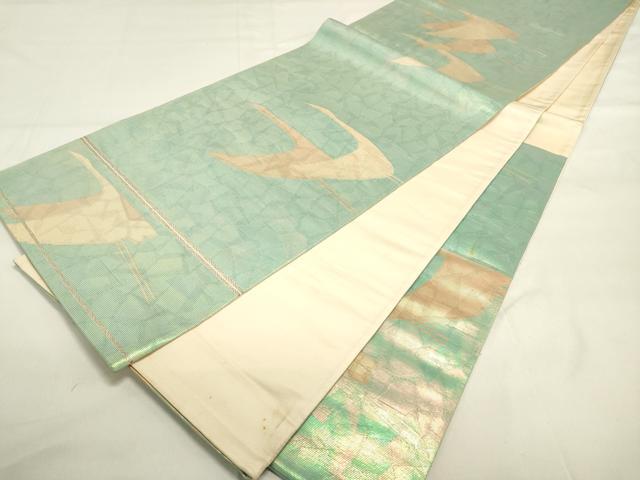 平和屋着物◎六通柄袋帯 飛鶴文 金糸 正絹 逸品 DAAK8147bc