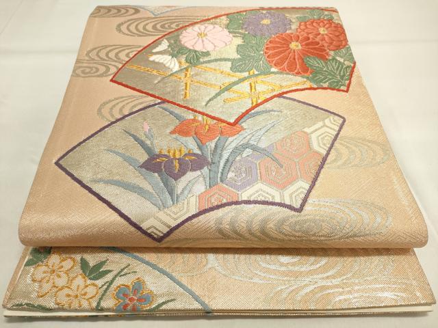 平和屋着物◎六通柄袋帯 唐織 地紙重ね草花文 金銀糸 正絹 逸品 DAAK8179bc