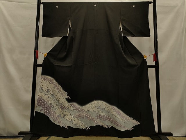 平和屋着物■豪華黒留袖 刺繍 銀彩 正絹 逸品 AAAN8629jd