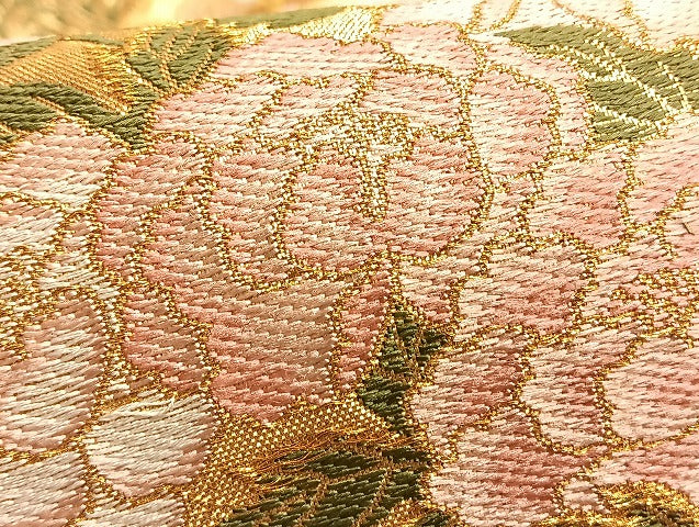 平和屋着物■六通柄袋帯 切嵌枝花文 金糸 正絹 逸品 BAAN0781du