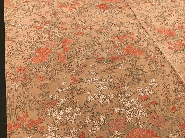 平和屋着物■上質な小紋 手描き 尾長鳥花文 正絹 逸品 未使用 BAAN0690gt