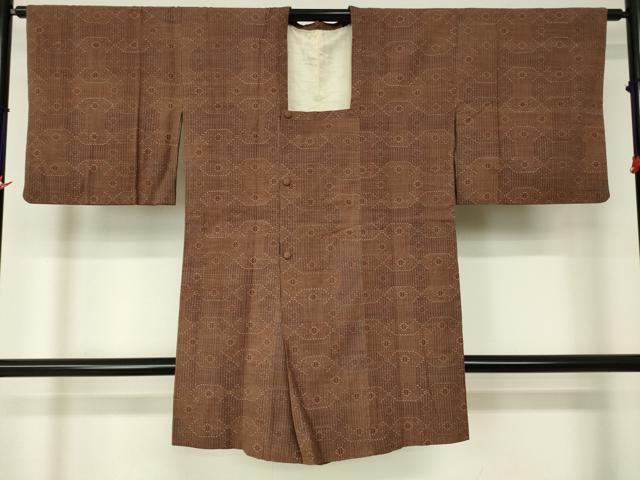 平和屋着物■道行コート 幾何学文様 ロング丈 正絹 逸品 DAAL9255cm