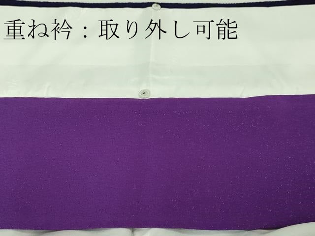 平和屋本店■最高級 初代 久保田一竹 幻の辻が花 訪問着 辻が花37個 絞り 暈し染め 鬼しぼ縮緬 濃深紫色地 共箱付き 逸品 DZAA3700kh5