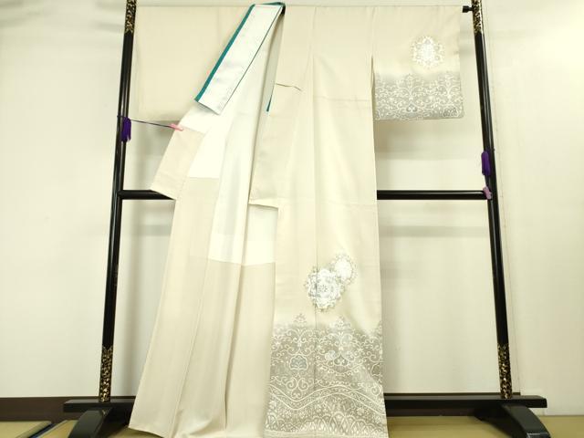 平和屋本店■極上 訪問着 正倉院花文 象牙色地 銀彩 逸品 DZAA3922kh5