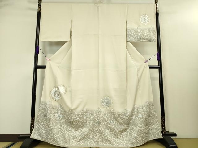 平和屋本店■極上 訪問着 正倉院花文 象牙色地 銀彩 逸品 DZAA3922kh5
