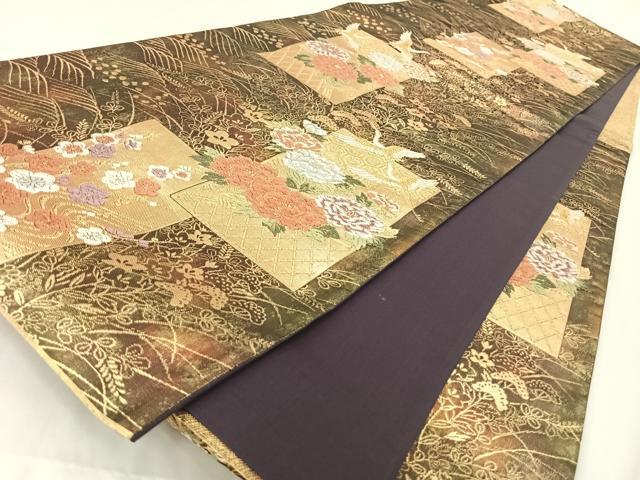 平和屋着物◎六通柄袋帯 唐織 花鳥文 金糸 正絹 逸品 AAAP5774wt