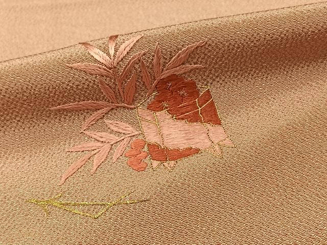 平和屋着物■豪華色留袖 総刺繍 貝桶吹き寄せ文 金糸 鬼しぼ縮緬 正絹 逸品 BAAQ7844yt