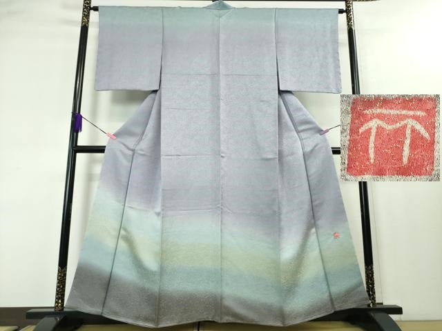 平和屋本店■極上 久保田一竹 幻の辻が花 訪問着 草花地紋 暈し染め 金通し地 逸品 未使用 DZAA3756kh5
