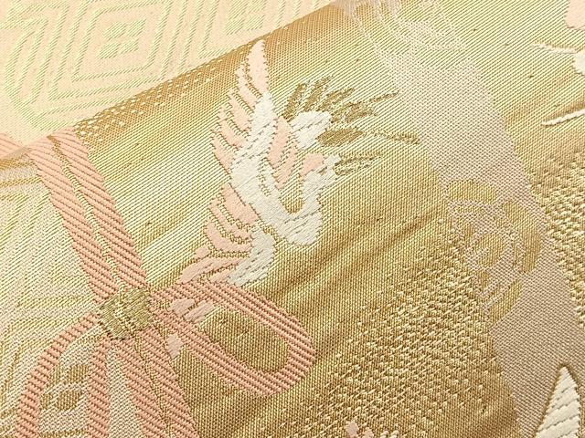 平和屋着物◎六通柄袋帯 唐織 飛鶴几帳花文 金糸 正絹 逸品 BAAQ6262if