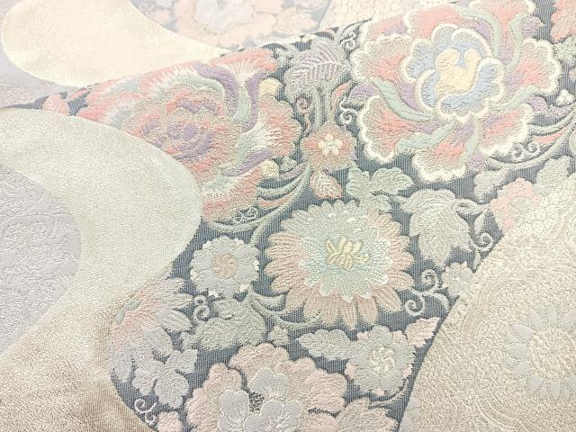 平和屋着物◎六通柄袋帯 唐織 奏飾名物裂 銀糸 正絹 逸品 BAAQ9567cm