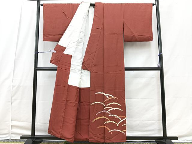 平和屋着物■豪華色留袖 雪芝花文 金彩 お召縮緬 正絹 逸品 BAAQ8408bs