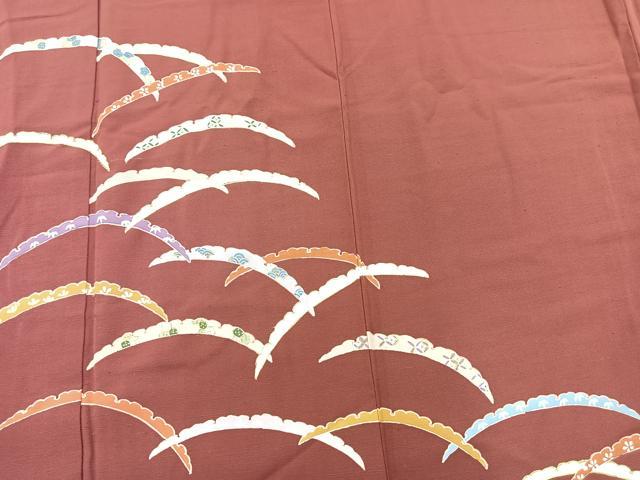 平和屋着物■豪華色留袖 雪芝花文 金彩 お召縮緬 正絹 逸品 BAAQ8408bs