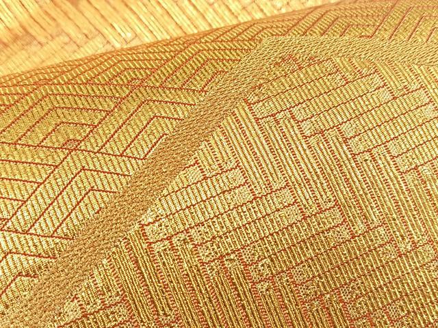 平和屋着物◎佐賀錦 六通柄袋帯 松皮菱有職文 金糸 正絹 逸品 BAAQ4250du