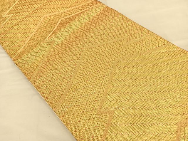 平和屋着物◎佐賀錦 六通柄袋帯 松皮菱有職文 金糸 正絹 逸品 BAAQ4250du