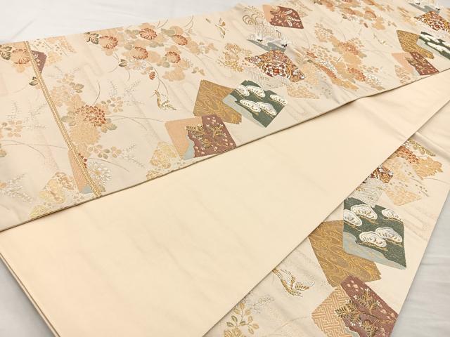 平和屋着物◎六通柄袋帯 光琳蒔絵草紙 漆箔 正絹 逸品 BAAQ9970cm