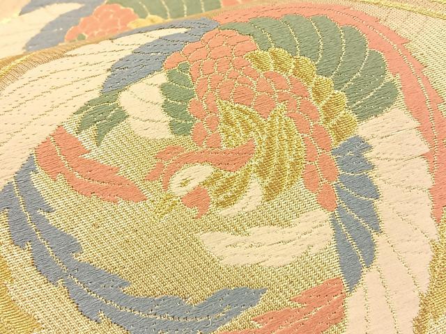 平和屋着物■六通柄袋帯 唐織割付文 金糸 正絹 逸品 BAAQ4293du