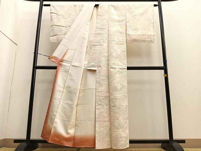 平和屋着物■上質な紬 風景花文 正絹 逸品 BAAQ7545ev