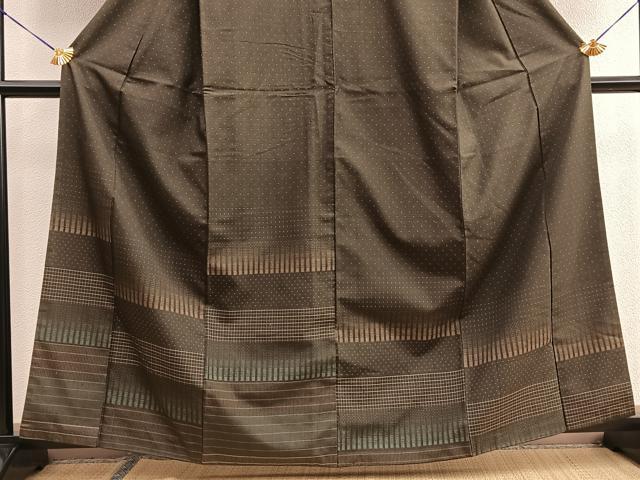 平和屋着物■付下げ 紬地 横段文 正絹 逸品 BAAQ5751yc