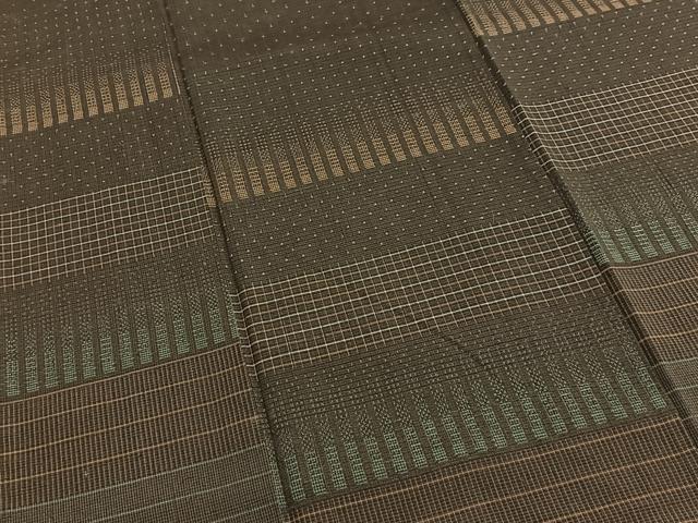 平和屋着物■付下げ 紬地 横段文 正絹 逸品 BAAQ5751yc