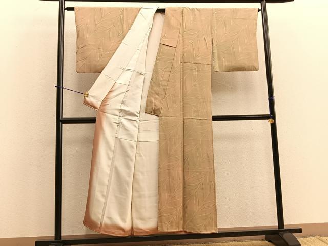 平和屋着物■上質な小紋 葉尽くし 暈し染め 正絹 逸品 BAAQ5768yc