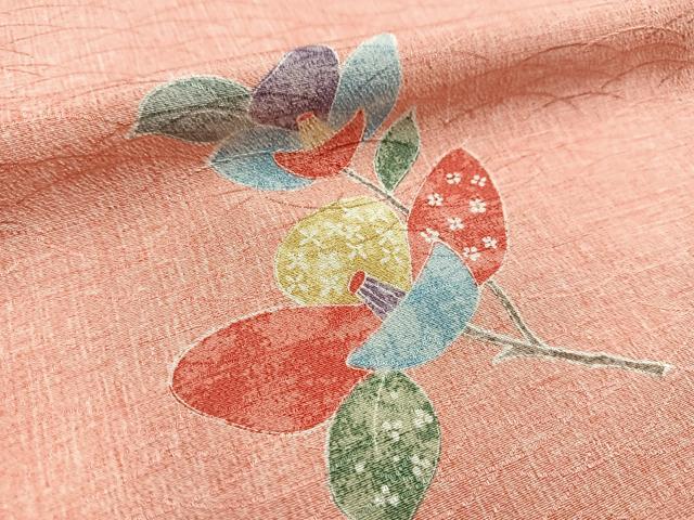 平和屋着物■上質な小紋 椿 正絹 逸品 BAAQ5758yc