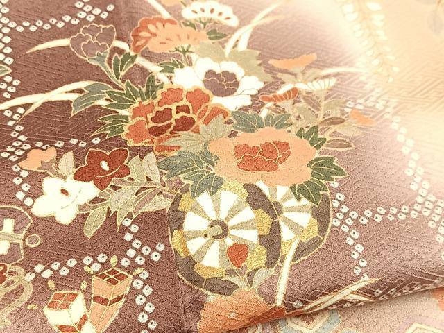 平和屋着物■訪問着 飛鶴宝尽くし花車文 暈し染め 金彩 正絹 逸品 BAAQ5764yc
