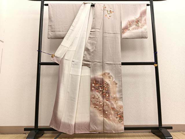平和屋着物■訪問着 飛鶴宝尽くし花車文 暈し染め 金彩 正絹 逸品 BAAQ5764yc