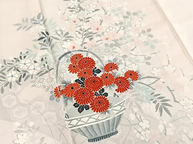 平和屋着物■訪問着 籠花文 銀彩 正絹 逸品 BAAQ5773yc