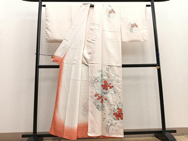 平和屋着物■訪問着 籠花文 銀彩 正絹 逸品 BAAQ5773yc