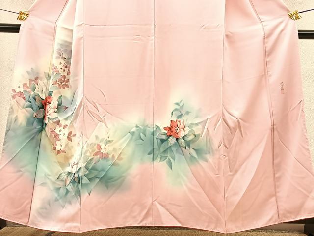 平和屋着物■訪問着 作家物 草花文 暈し染め 正絹 逸品 BAAQ7358hv