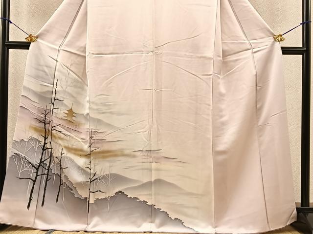 平和屋着物■訪問着 木立遠山風景文 暈し染め 金彩 正絹 逸品 BAAQ7376hv