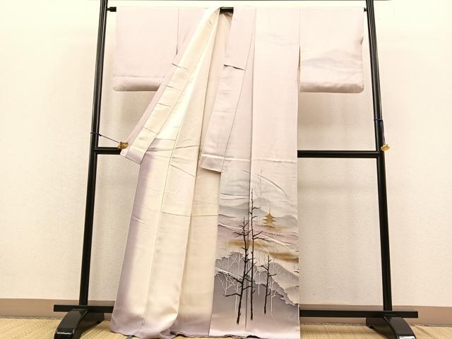平和屋着物■訪問着 木立遠山風景文 暈し染め 金彩 正絹 逸品 BAAQ7376hv