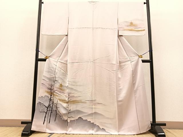 平和屋着物■訪問着 木立遠山風景文 暈し染め 金彩 正絹 逸品 BAAQ7376hv