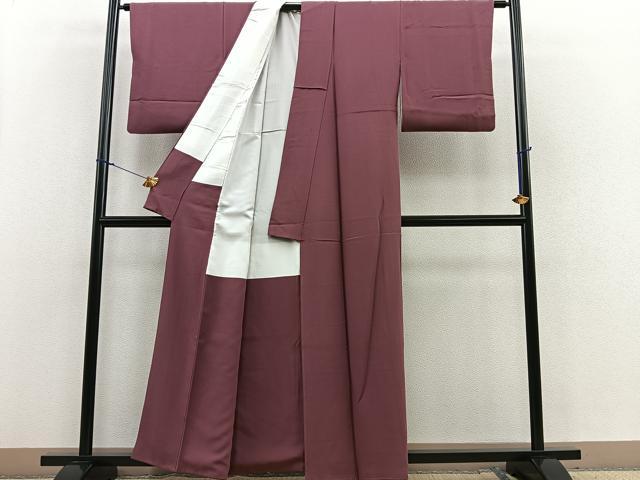 平和屋着物■上質な色無地 京紫色 正絹 逸品 BAAR3025ea