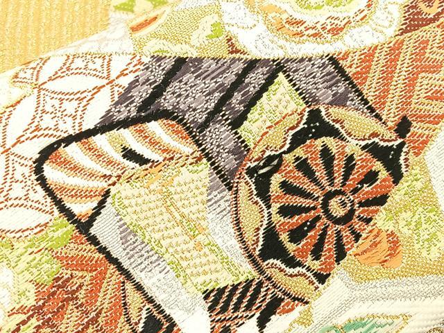 平和屋着物◎六通柄袋帯 唐織 束ね熨斗吉祥文 金銀糸 正絹 逸品 BAAQ6364if
