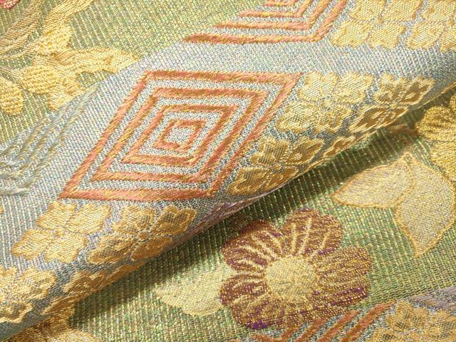 平和屋着物●六通柄袋帯 横段花松文 金銀糸 正絹 逸品 DAAP4836fe