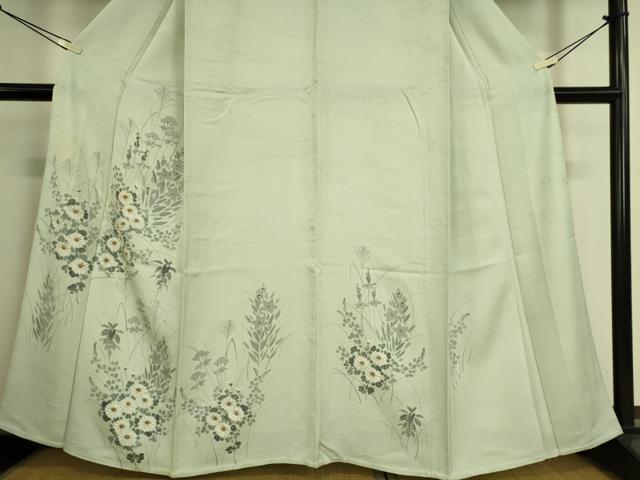 平和屋着物▽訪問着 単衣 草花文 手描き 正絹 逸品 DAAQ3570az