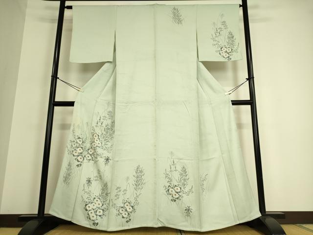 平和屋着物▽訪問着 単衣 草花文 手描き 正絹 逸品 DAAQ3570az