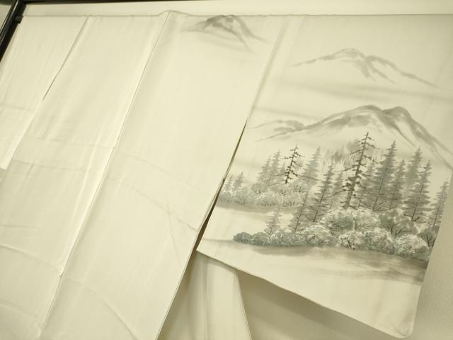 平和屋着物▽訪問着 単衣 遠山樹林文 手描き 銀彩 正絹 逸品 DAAQ3594az
