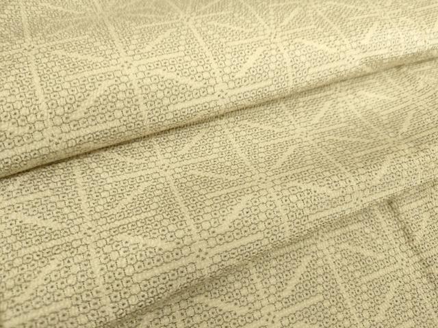 平和屋着物▽本塩沢 単衣 麻の葉文 110亀甲 正絹 逸品 DAAQ3587az