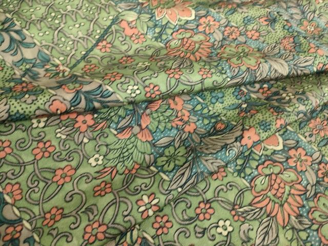 平和屋着物▽上質な小紋 単衣 更紗花文 正絹 逸品 DAAQ3598az