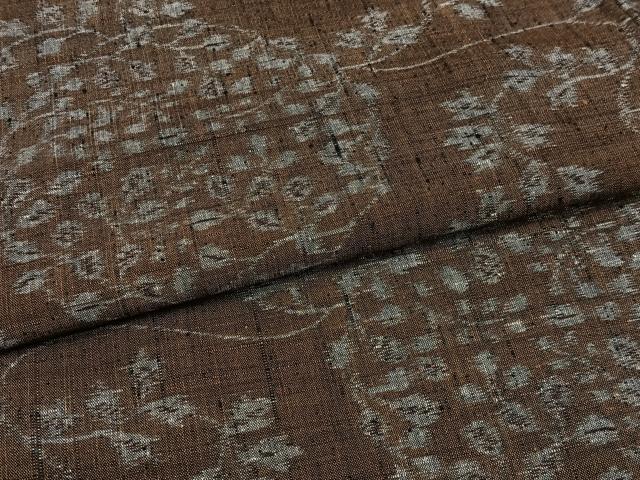 平和屋着物▽上質な紬 単衣 草花文 正絹 逸品 AAAS1503oa