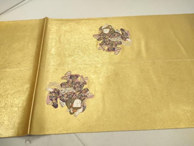 平和屋着物●西陣 長嶋成織物 ながしま帯 加賀友禅の巨匠 初代 由水十久 太鼓柄袋帯 玄鳥至子 本金箔 瀞金錦 逸品 DAAP1765ic