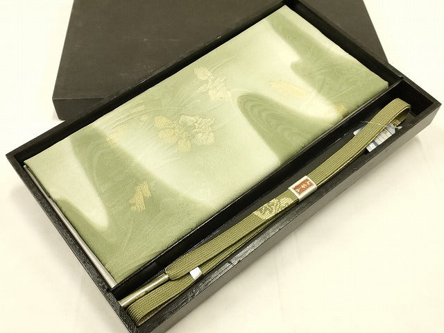 平和屋着物●和装小物 帯締め・帯揚げセット 琳派 流水花文 高麗組 暈し染め 金糸 丹後ちりめん 逸品 未使用 AAAS2709ay